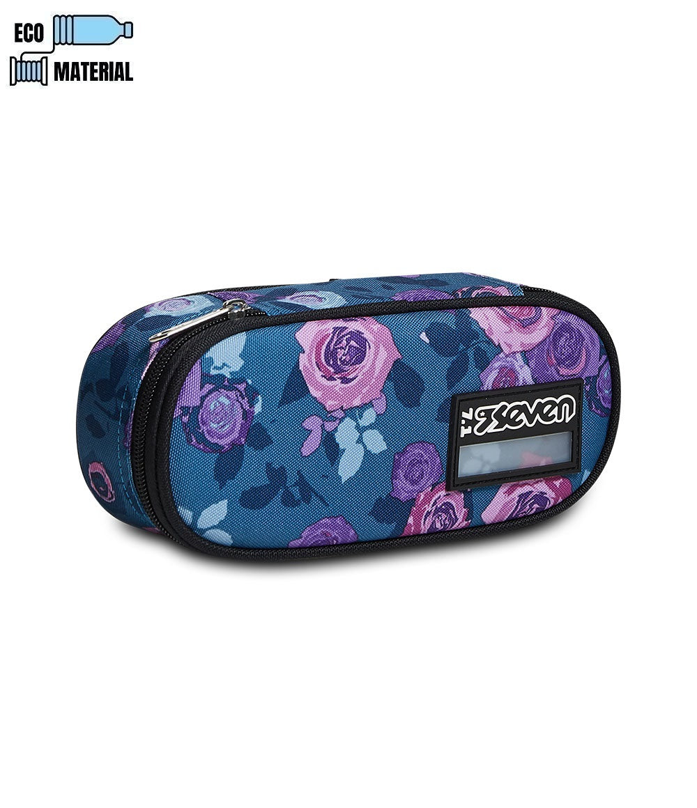 Portapenne Seven Round Plus Blu Freethink Girl - Con Tasca E Elastici, Per Scuola - Foto 3