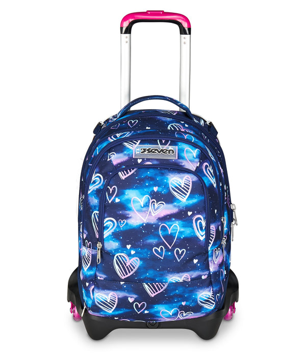 Seven Trolley Scuola Flex 3 Ruote, Rosa, Mapset Girl, 3 in 1, Triplo Seven Trolley Scuola Flex 3 Ruote, Rosa, Mapset Girl, 3 in 1, Triplo