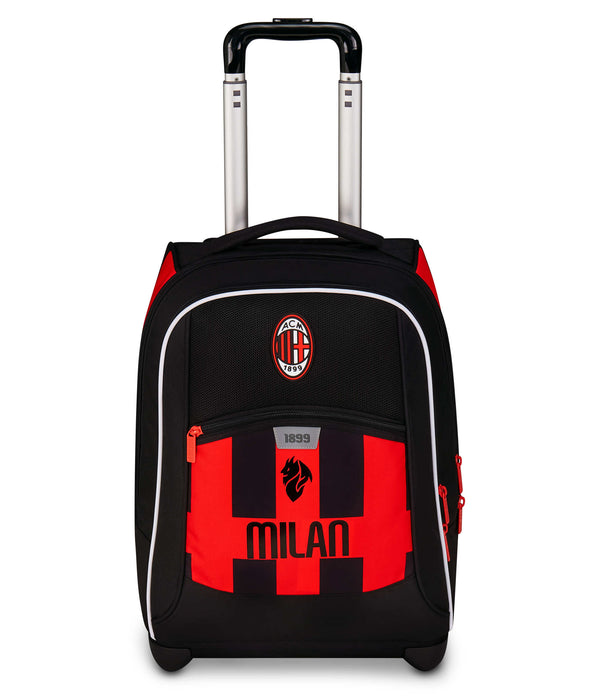 Zaino Travel Richiudibile Ufficiale AC Milan, 100% Poliestere, Spallacci Regolabili, Design Bicolore