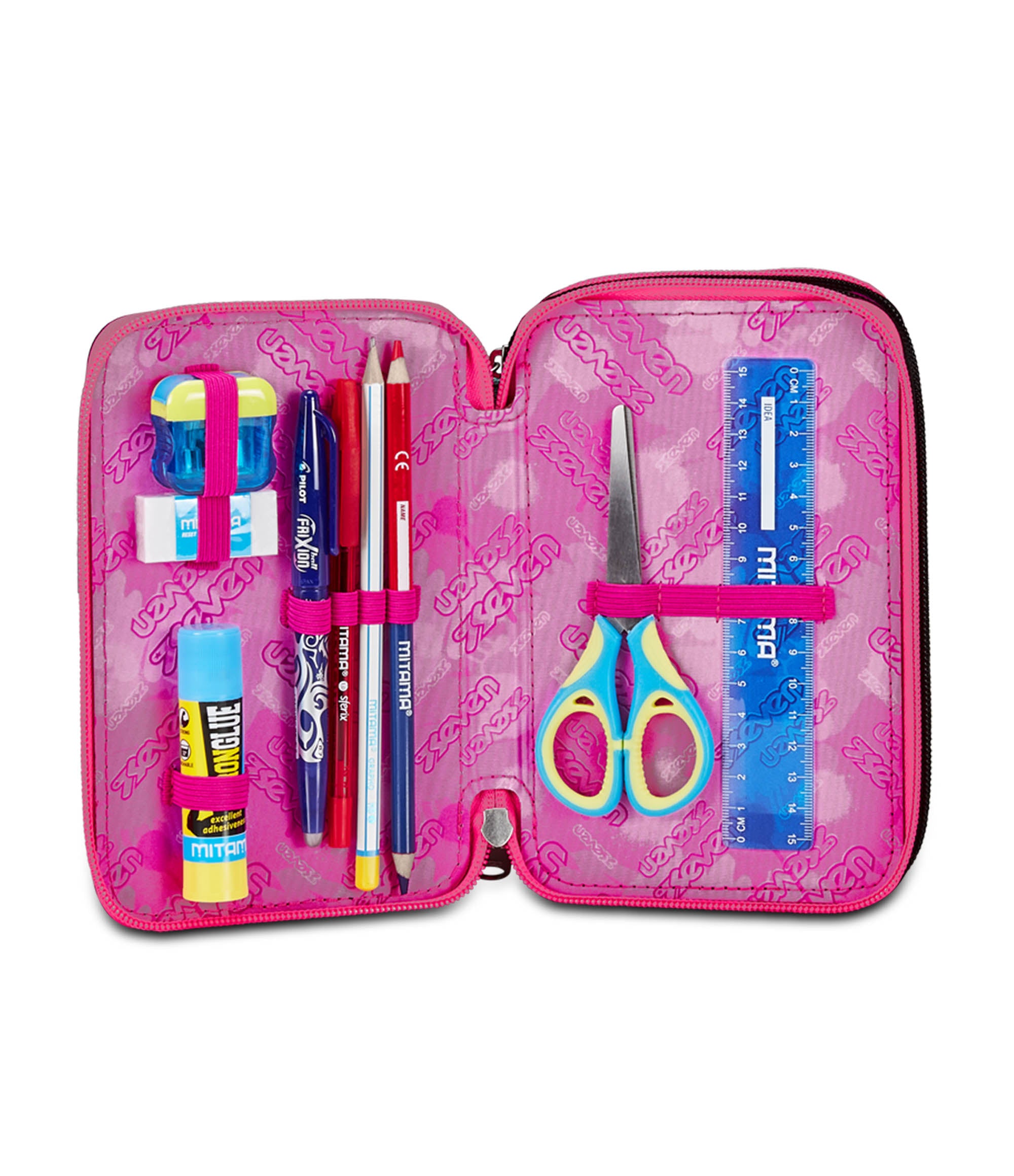 Astuccio Seven 3 Scomparti Grigio - Kit Completo Scuola Con Matite, Penne E Pennarelli - Foto 12