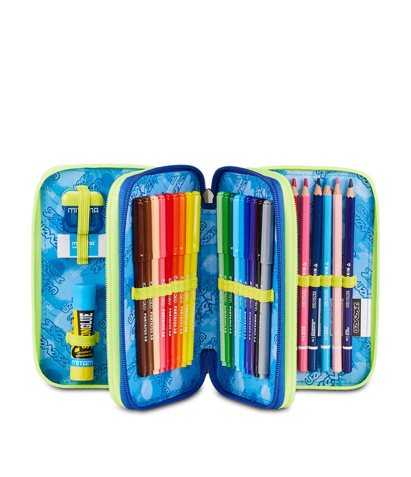 Seven® 3 ZIP PENCIL CASE - BLU FUSION
