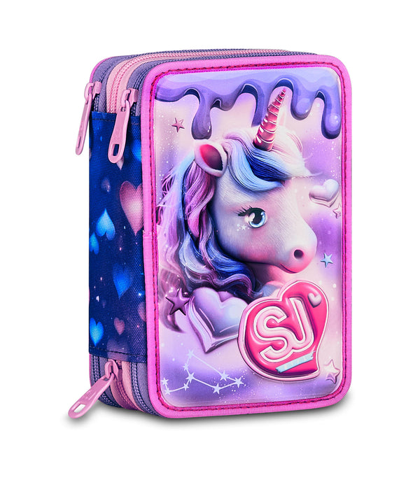 3 ZIP + 3D PENCIL CASE - PIXIE UNICORN - Default Title