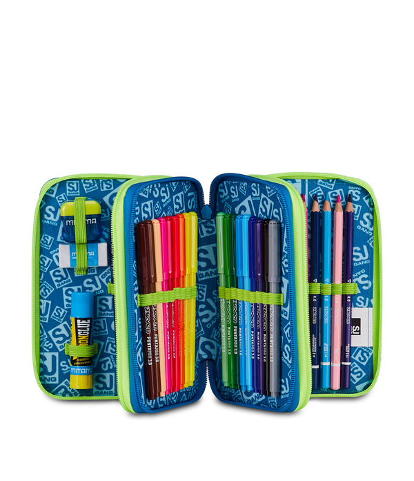 3 ZIP PENCIL CASE - SOFT POUCH BOY