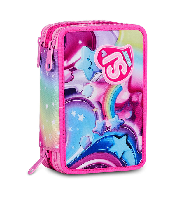 3 ZIP PENCIL CASE - SOFT POUCH GIRL - Default Title