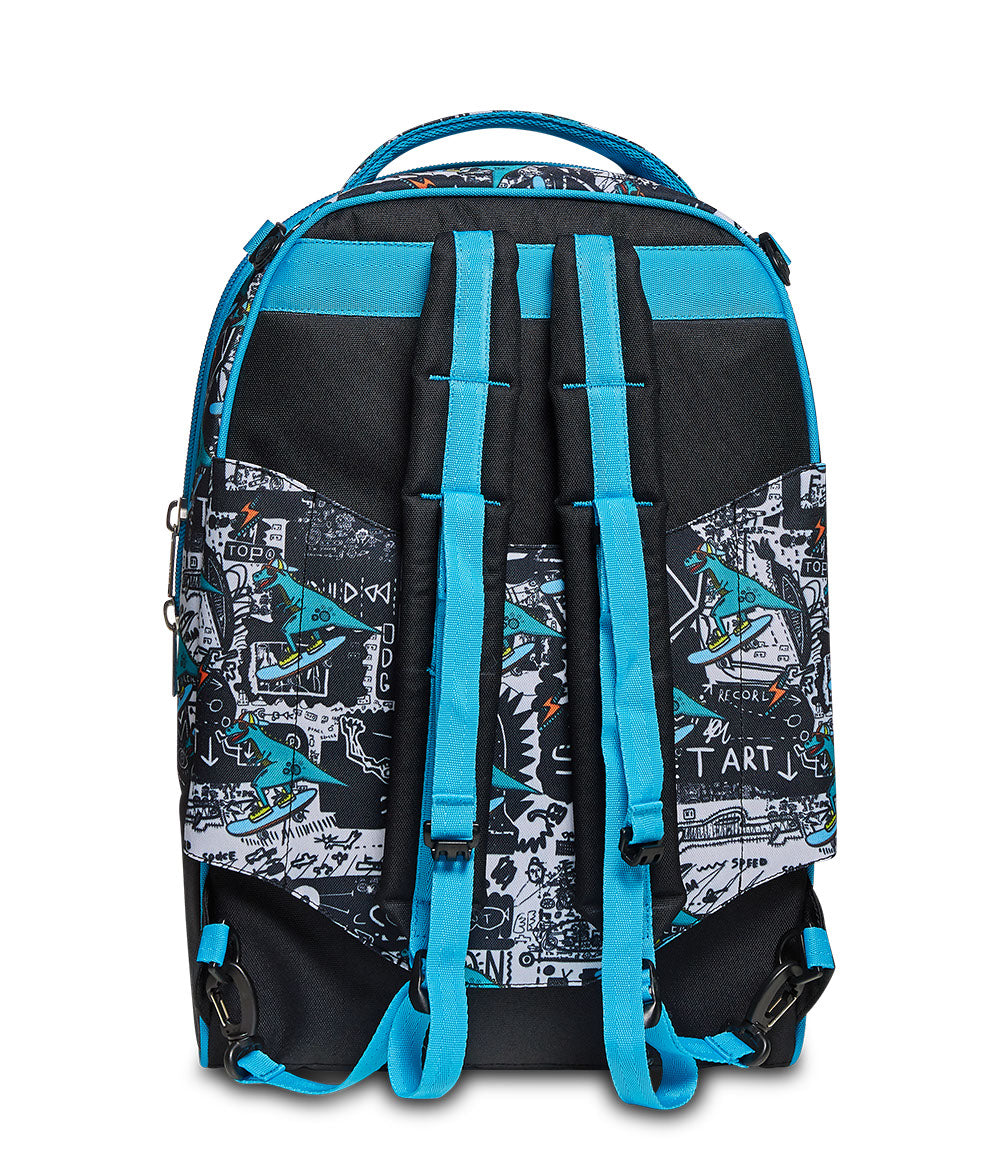Trolley Scuola Jack 3 Ruote Per Bambino - Zaino Sganciabile, Colore Azzurro, Capacità 34 Litri